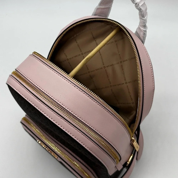 Michael Kors Medium Jaycee Zip Packet Backpack Brown/Light Pink - Picture 10 of 14